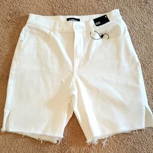 Express Bermuda high rise white jean shorts